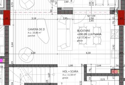Apartament cu 3 camere semidecomandat în Florești