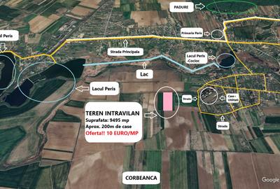 Proprietar - Teren intravilan 9.495 mp – Periș - 10€/mp - Aproape de case si lac - 1