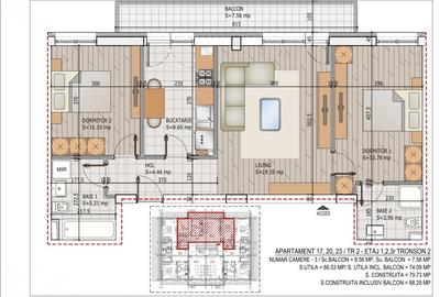 Apartament cu 3 camere decomandat în Titan