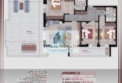 Apartament cu 4 camere decomandat în Titan