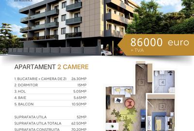 Apartament cu 2 camere în Tomis Nord