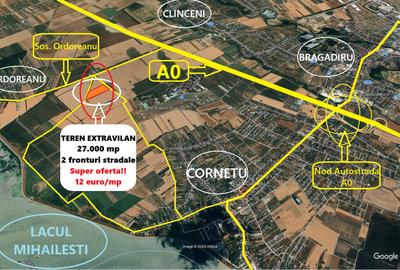 Teren Extravilan 27.373 mp – Cornetu, Str. Aeroportului | 12€/mp - 1