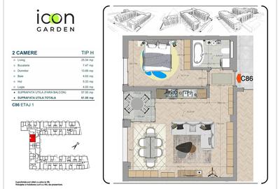 Apartment 2 camere, etaj 1,ansamblu nou. Mutare imediat. - 9