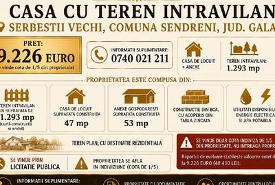 Casă individuală cu 2 camere în Șerbeștii Vechi