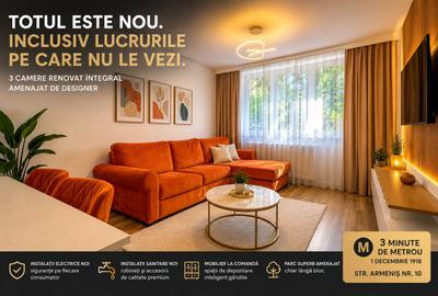 Apartament cu 3 camere decomandat în 1 Decembrie 1918