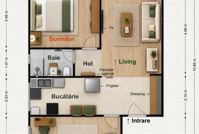Apartament cu 3 camere decomandat în Central