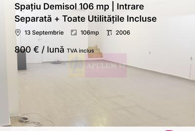 Spațiu comercial, de 106 mp, în 13 Septembrie