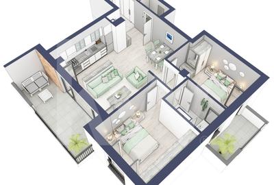 Apartament cu 3 camere semidecomandat în Turnișor