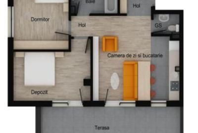 Apartament cu 3 camere semidecomandat în Florești