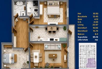 Apartament 3 camere zona C5 in BLOC NOU - 4