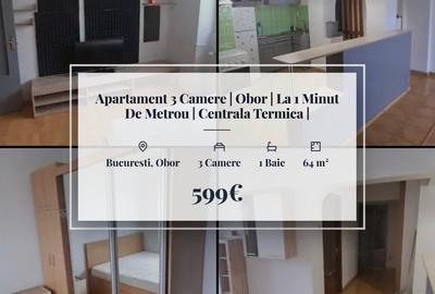Apartament 3 Camere | Obor | La 1 Minut De Metrou | Centrala Termica | - 1