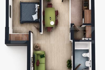 Apartament cu 2 camere semidecomandat în Florești