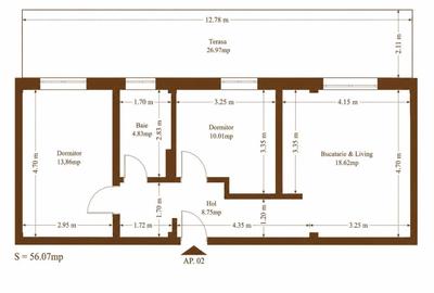 Apartament 2.5 camere +terasa -curte- bloc nou- Zona Plopi-Comision 0% - 21