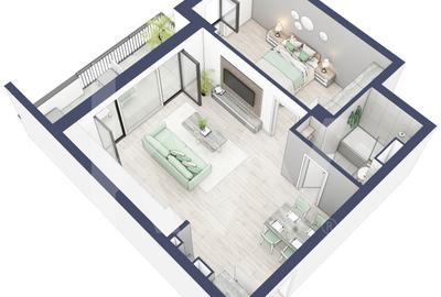 Apartament 2 camere, etaj 3 - 4