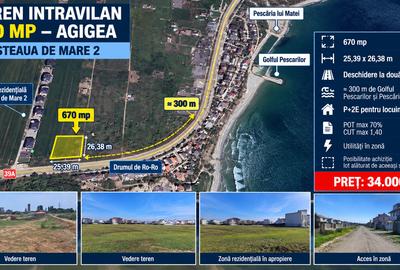 Teren Construcții intravilan de 670 mp, în Agigea