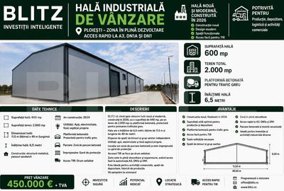 Spațiu industrial, de 600.00 mp, în Brazi