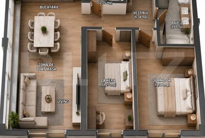 Apartament cu 3 camere decomandat în Tudor