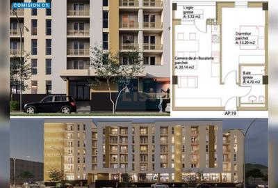 Apartament cu 2 camere decomandat în Republicii