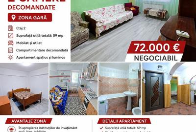 Apartament cu 2 camere, etaj 2, mobilat si utilat, zona GARA; - 1