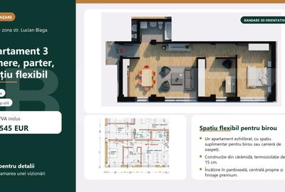 Apartament cu 3 camere semidecomandat în Calea Moldovei
