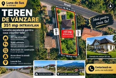 Teren Construcții intravilan de 351 mp, în Luna de Sus