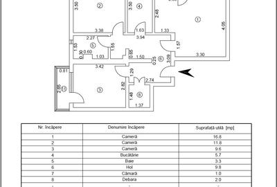 Apartament cu 3 camere decomandat în Micro 19