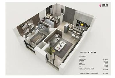 Apartament cu 2 camere semidecomandat în Tractorul
