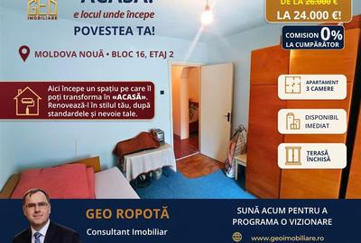 Apartament 3 camere etaj 2 in Moldova Noua - 1