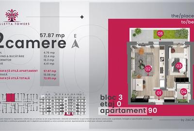 Apartament 2 camere / parter / 73mp utili / Valletta Towers / Craiova - 1
