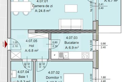 Apartament 2 camere 58 mp, Constructie Noua, Zona The Office - 2
