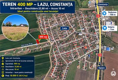 „Teren intravilan 400 mp în Lazu – ideal pentru construcție – 16.000 €” - 1