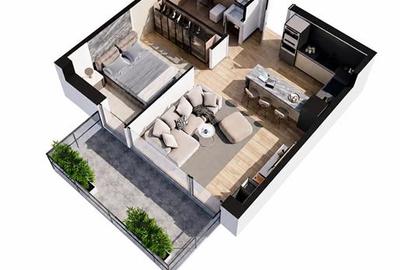 Apartament cu 2 camere semidecomandat în Aviației