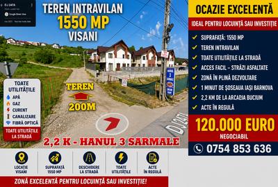 BUCIUM-2,2 km de la Hanul Trei Sarmale , 1550 mp cu priveliste superba !!! - 1