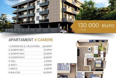 Apartament cu 4 camere în Tomis Nord
