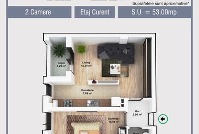 Apartament cu 2 camere semidecomandat în Militari