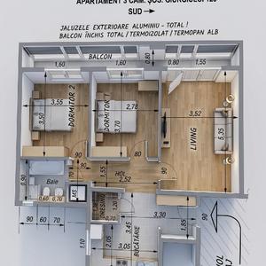 Apartament cu 3 camere decomandat în Giurgiului