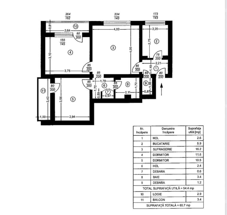 Apartament 3 camere, 61 mp, zona Cina Nord - 17