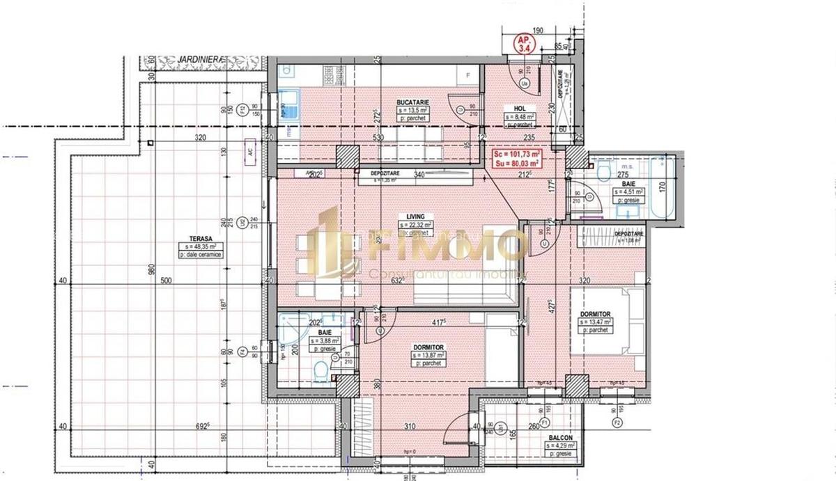 Penthouse | 102mp | Terasa 48,3mp | Traian Vuia | ID:1158 - 1