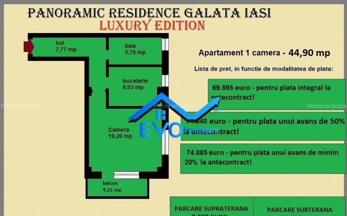 Apartament 1 camera, 44,90 mp, decomandat, de in Galata Ias - 2