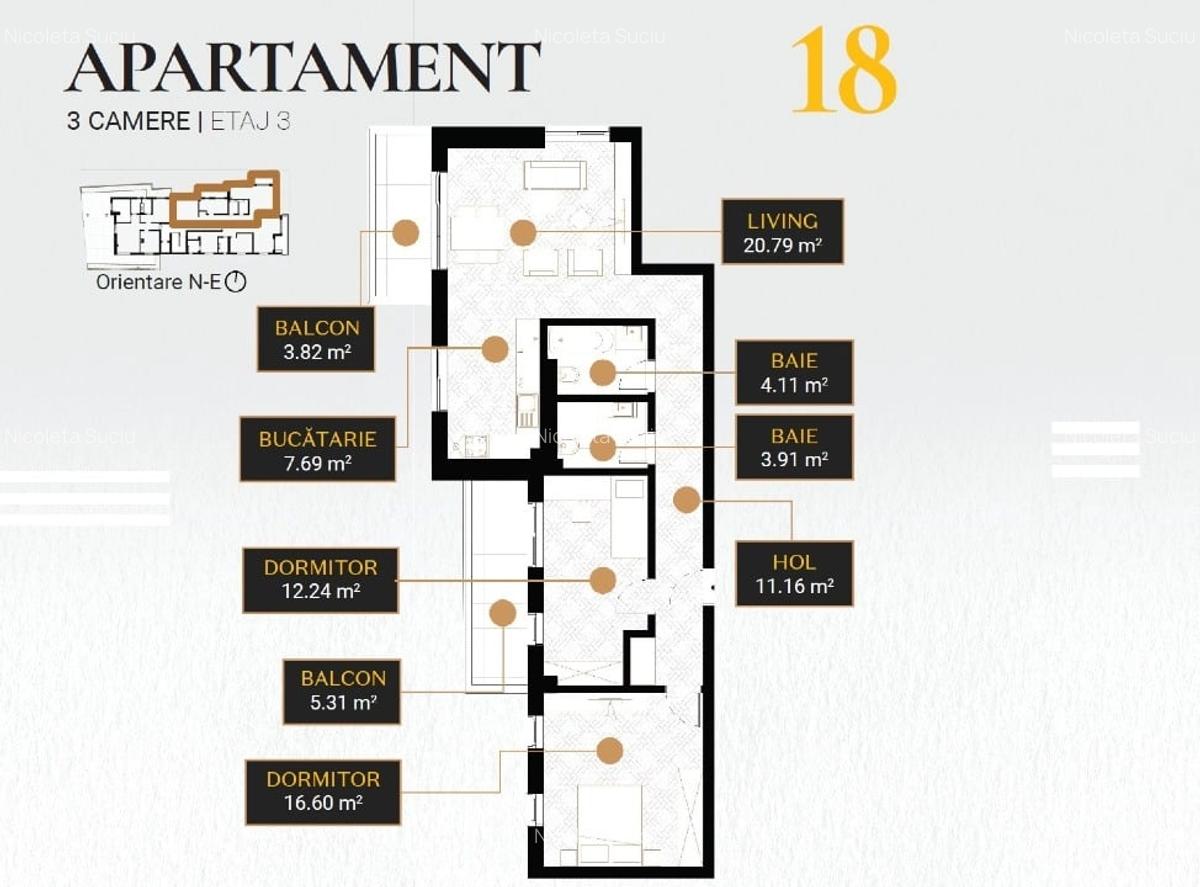 Apartament 3 Camere Unirii de Vanzare - Bloc Nou 2025 - 14