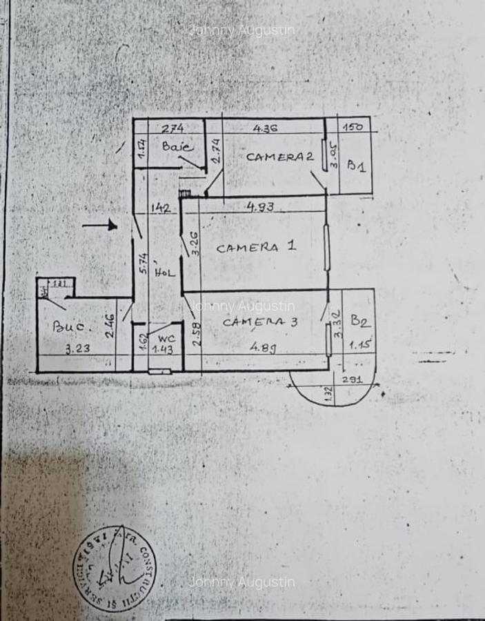 3 camere -Centru Gara- 76mp - etaj 1- liber - 165.000 euro - 1