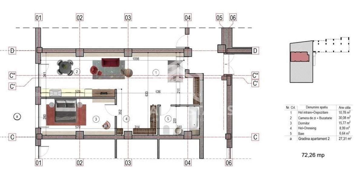 Metrou 1 Decembrie 1918 - Apartament 2 Camere  72 mp - Gradina 27 mp - 2