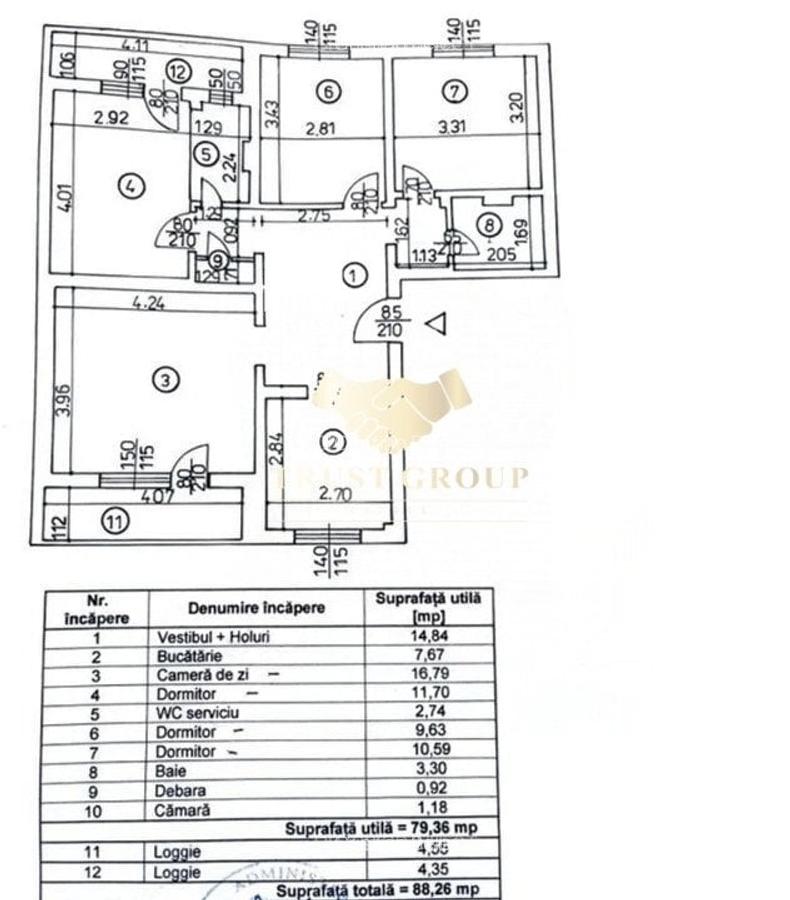 Apartament 4 camere Victoriei  etaj 1 bloc reabilitat + loc de parcare ADP - 23
