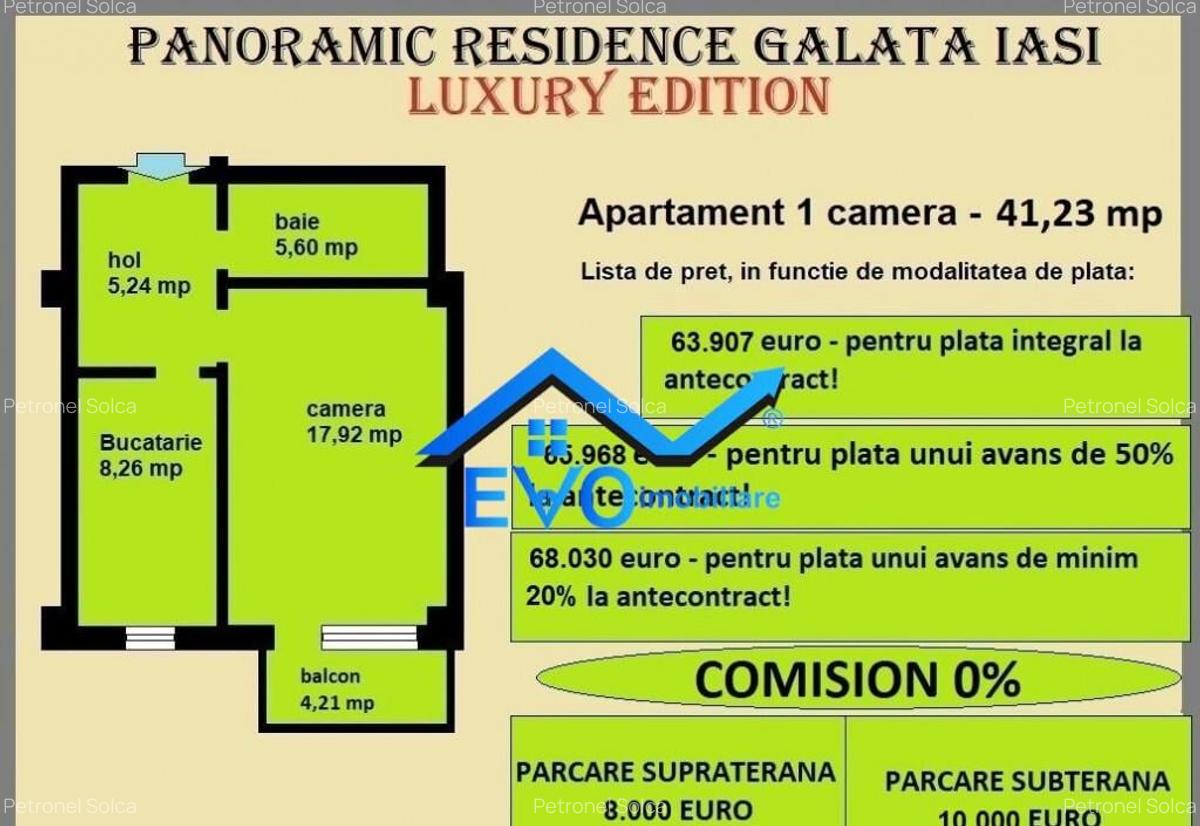 Apartament 1 camera, 41,23 mp, decomandat, de in Galata Ias - 2