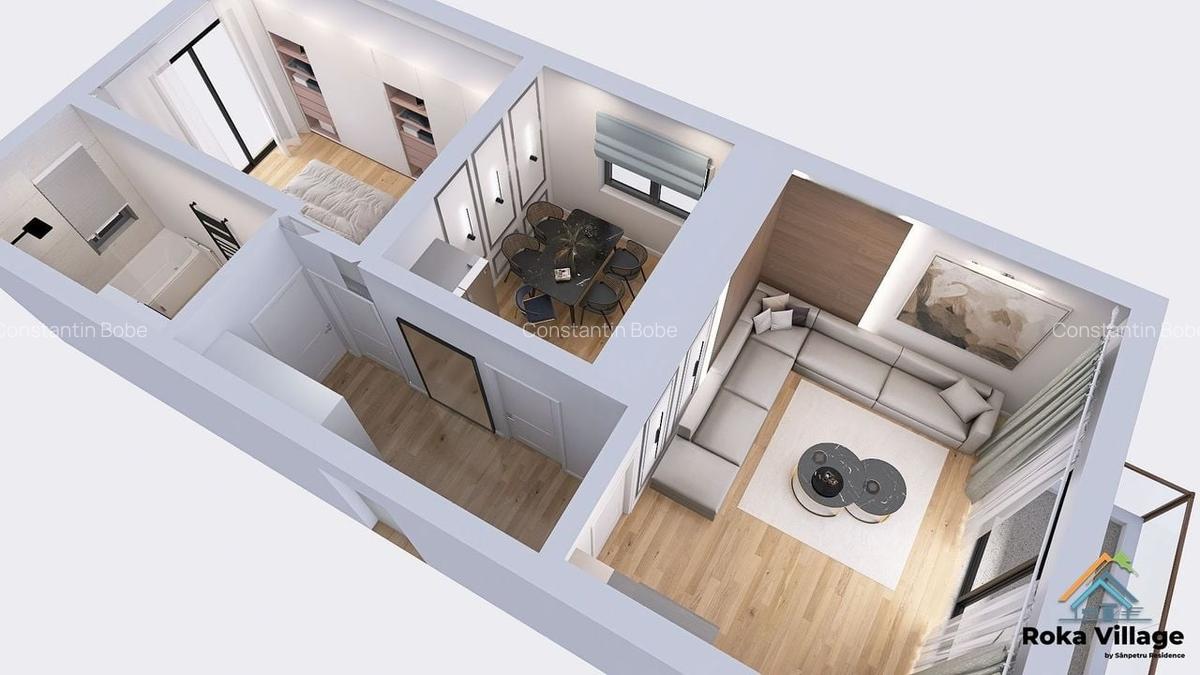 Apartament 2 Camere Spațios, în Bloc tip Vilă. Etaj 2 - 6