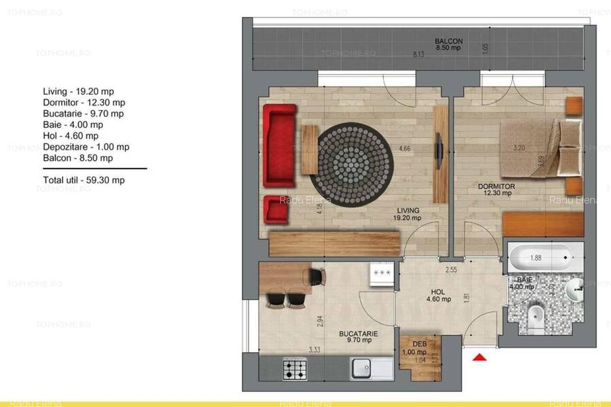 Berceni Popesti-Metrou Apartament 2 camere 57.15mp- pret 100500 euro - 10