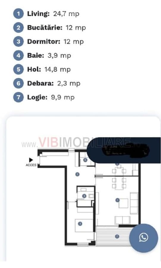 Apartament 2 camere 70m2 mobilat complet Straulesti - 8