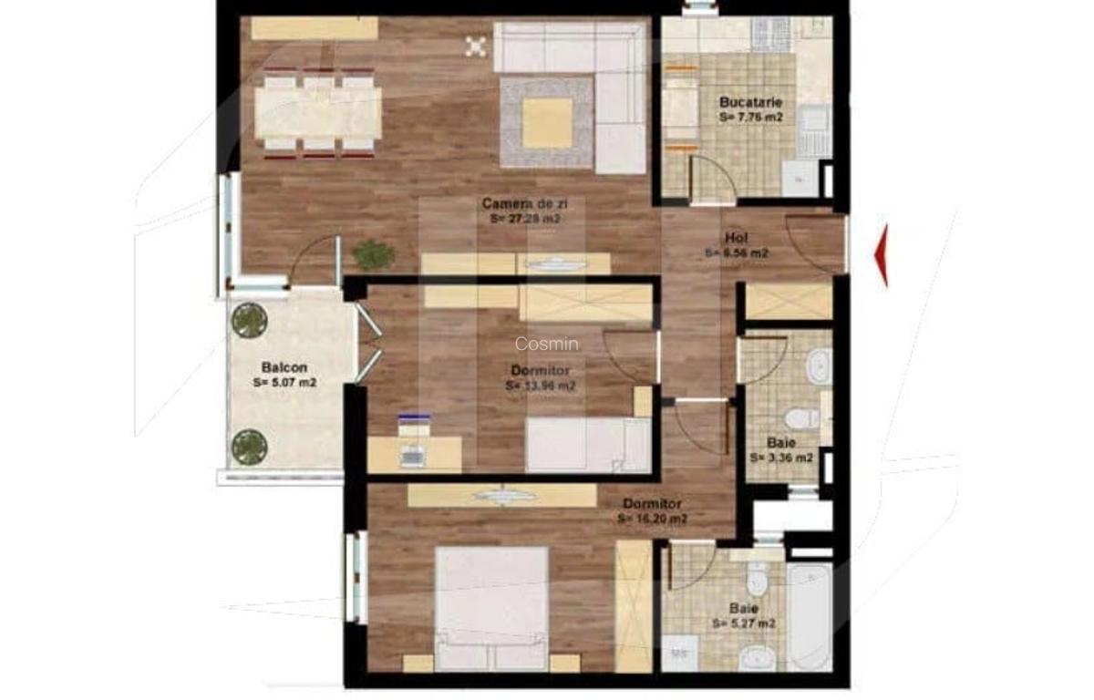 Apartament 3 camere, decomandat, etaj 1, zona Platinia Dorobantilor - 6