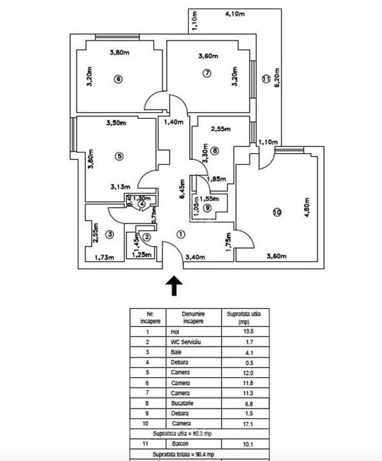 3 camere (transformat din 4 cam.) | 80 mp utili + 10mp balcon | Metrou | - 19