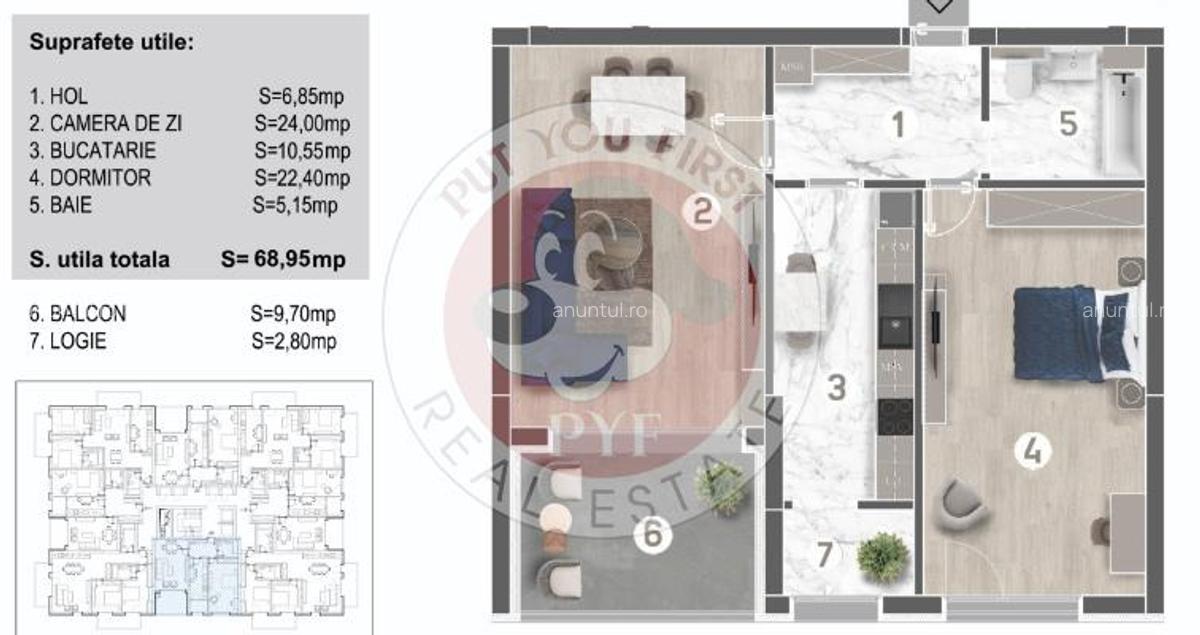 Metrou Eroii Revolutiei | Apartament 2 camere | 81 mp | semidecomandat | B10988 - 3